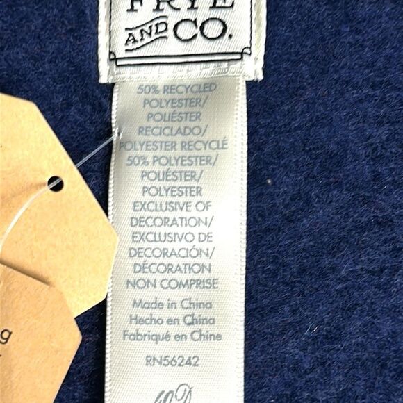 NWT Frye and Co. Chunky Fringed Scarf Oversized Blue Taupe Red - Picture 10 of 10